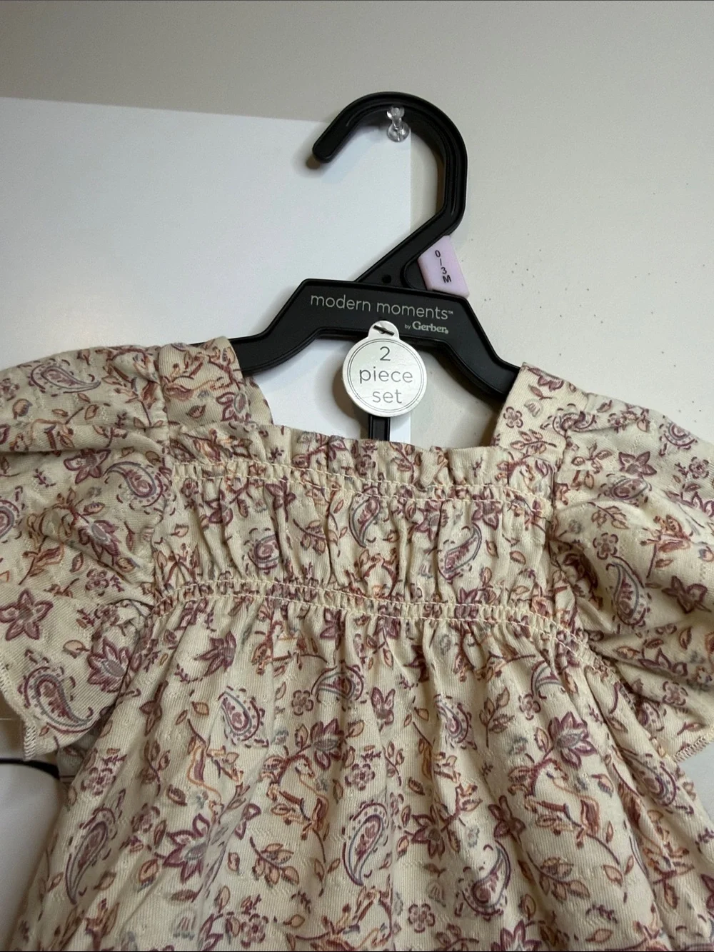modern moments Floral Paisley Cream and Mauve Baby Dress Set